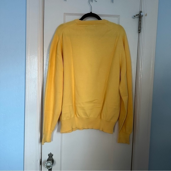 Faconnable Crew Neck 100% Cotton Pull Over Knit Yellow Sweater Logo Size XL - Picture 3 of 10